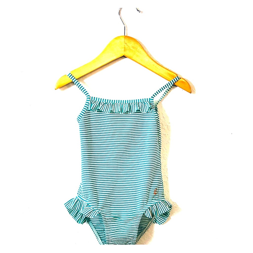 Petit Bateau green striped swimsuit